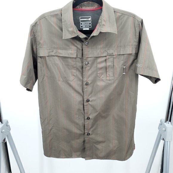 Merrell Optiwick SPF 50 Button Front Short Sleeve S Green - Picture 1 of 16
